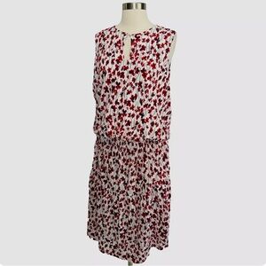 Lauren Ralph Lauren  Small Red Floral Dress Sleeveless Keyhole Front